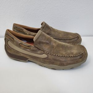 TWISTED X Bomber Leather Driving Mocs Mens 15 M EUC Slip On Loafers MDMS002